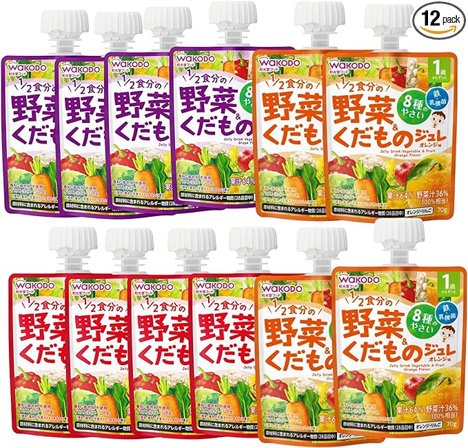 Wakodo MY jelly drink for 1 year old and up 1/2 serving of vegetables and fruit 12 piece set [12 months and up] - NewNest Australia