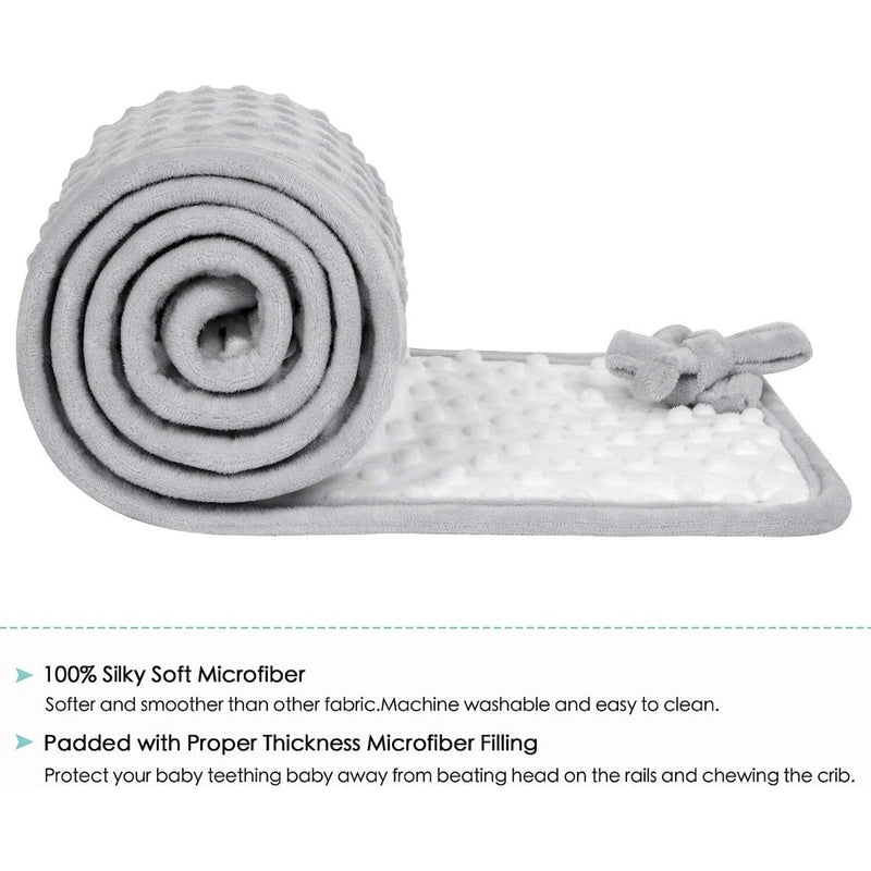 4 Pc Breathable Crib Rail Covers for Teething Mesh Corner Edge Protector Strip, Soft Furniture Guards, Reversible Guardrail Cover Protector for Boys Girls(White)