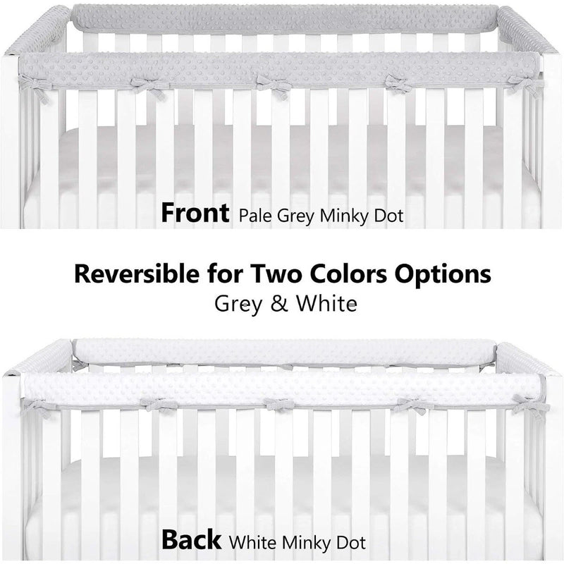 4 Pc Breathable Crib Rail Covers for Teething Mesh Corner Edge Protector Strip, Soft Furniture Guards, Reversible Guardrail Cover Protector for Boys Girls(White)