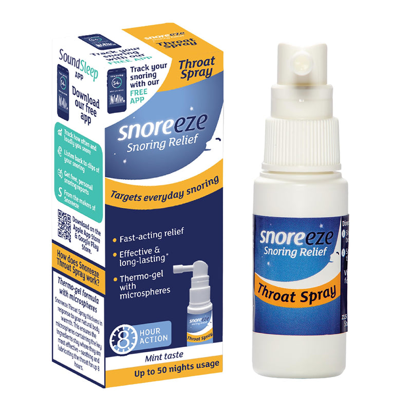 Snoreeze Anti-Snoring Throat Spray - Effective Snoring Aids for Men & Women - Fast Acting Lubricating Thermo Gel - Snore Stopper to Use with Mobile App - 23,5ml, 50 Nights Use Throat Spray (1 Pack) - NewNest Australia