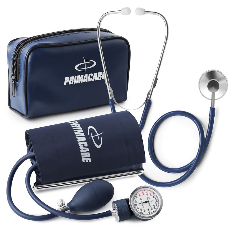 Primacare DS-9196 Professional Classic Series Large Adult Size Manual Blood Pressure Kit, Long Lasting Latex Inflation System with D-Ring Cuff and Stethoscope, Navy Single - NewNest Australia