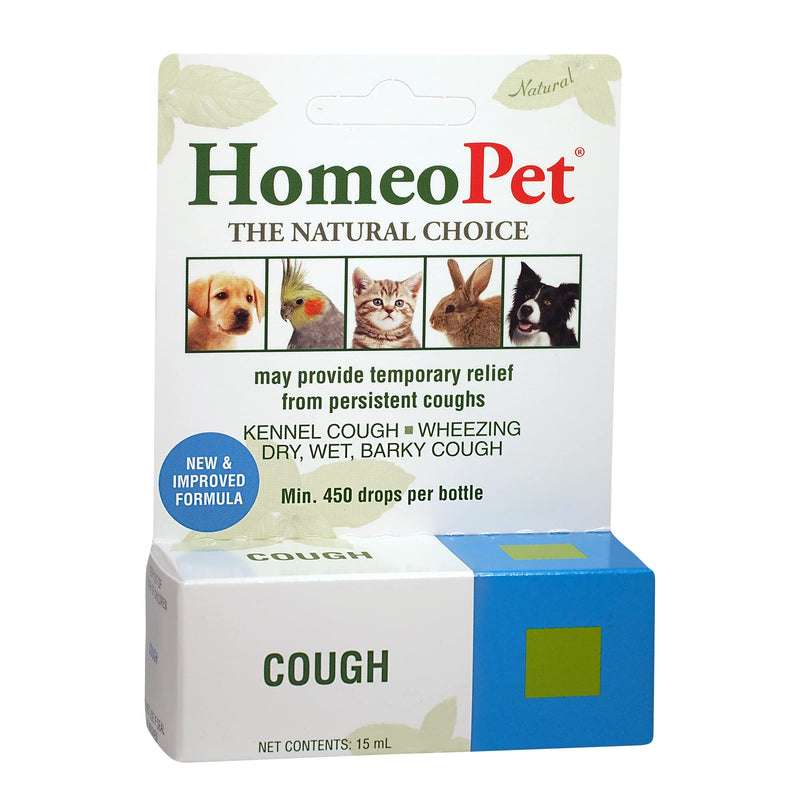 HomeoPet COUGH - 100% Natural Pet Medicine. For barky cough, persistent coughs, kennel cough, sneezing and dry nose. For puppies, kittens, young animals & senior pets. 15ml/up to 90 doses per bottle - NewNest Australia