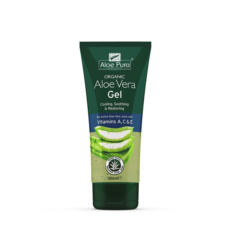 Aloe Pura, Organic Aloe Vera Gel with Vitamin's A, C and E, Natural, Vegan, Cruelty Free, Paraben and SLS Free, Soothing, Restoring, 200 ml With vitamins A,C & E 200 ml (Pack of 1) - NewNest Australia