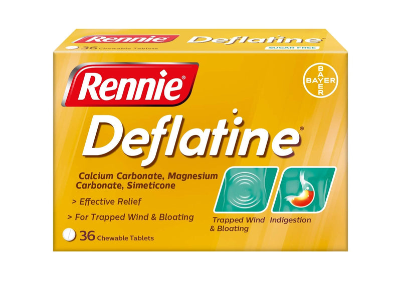Rennie Deflatine, Trapped Wind and Bloating Tablets, Fast and Effective Heartburn Relief and Indigestion Relief, Sugar Free Mint, 1 Pack of 36 Tablets 36 Count (Pack of 1) - NewNest Australia