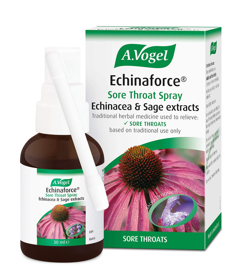A.Vogel Echinaforce Sore Throat Spray | Extracts of Fresh Echinacea & Sage | 136 Sprays | Used for Targeted Relief from Sore Throats | Suitable for Vegans | 30ml - NewNest Australia