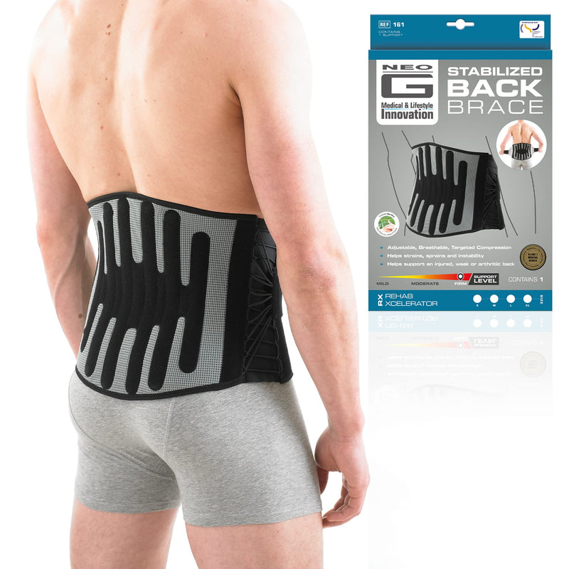 Neo G Back Support RX Stabilized with Power Straps and Adjustable Lacing System – Back Brace for Lower Back Pain Relief, Muscle Spasm, Strains, Arthritis, Rehabilitation - Class 1 Medical Device - L - NewNest Australia