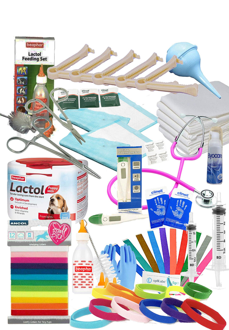 Warwick Whelping Boxes® Deluxe Puppy Whelping kit with 250g Lactol Milk & 12 x Ancol Puppy ID Band Collars - PawsPlanet Australia
