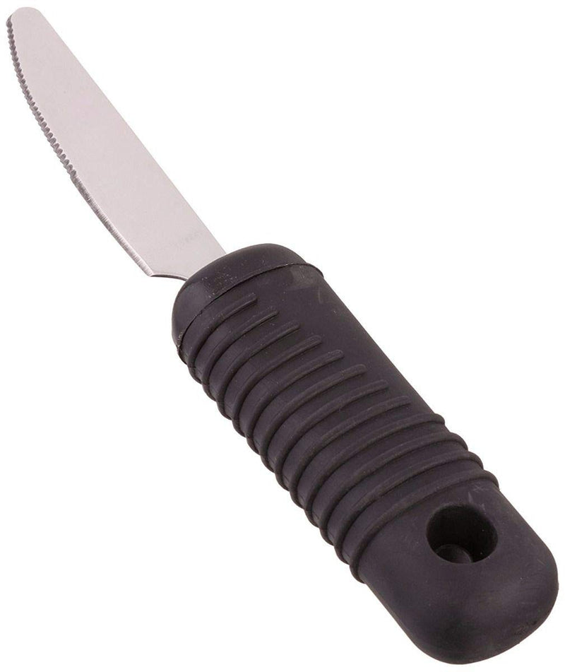 Sammons Preston Sure Grip Knife, Stainless Steel Dinner Knife with Thick Rubber Handle, Comfortable and Easy to Hold Silverware with Grips for Weak Grasp, 8" Long Utensil with Good Grips - NewNest Australia