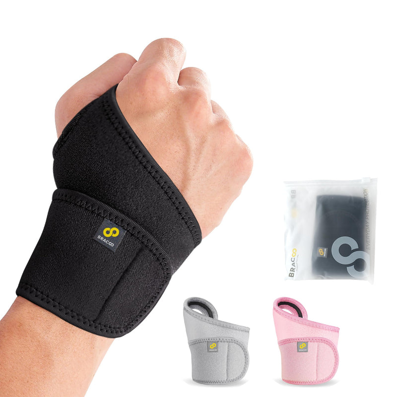 Bracoo WS10 Wrist Support Brace, Hand Support, Adjustable Wrist Wrap Strap for Fitness, Weightlifting, Tendonitis, Carpal Tunnel Arthritis, Joint Pain Relief – Fits Right and Left Hand Black - NewNest Australia