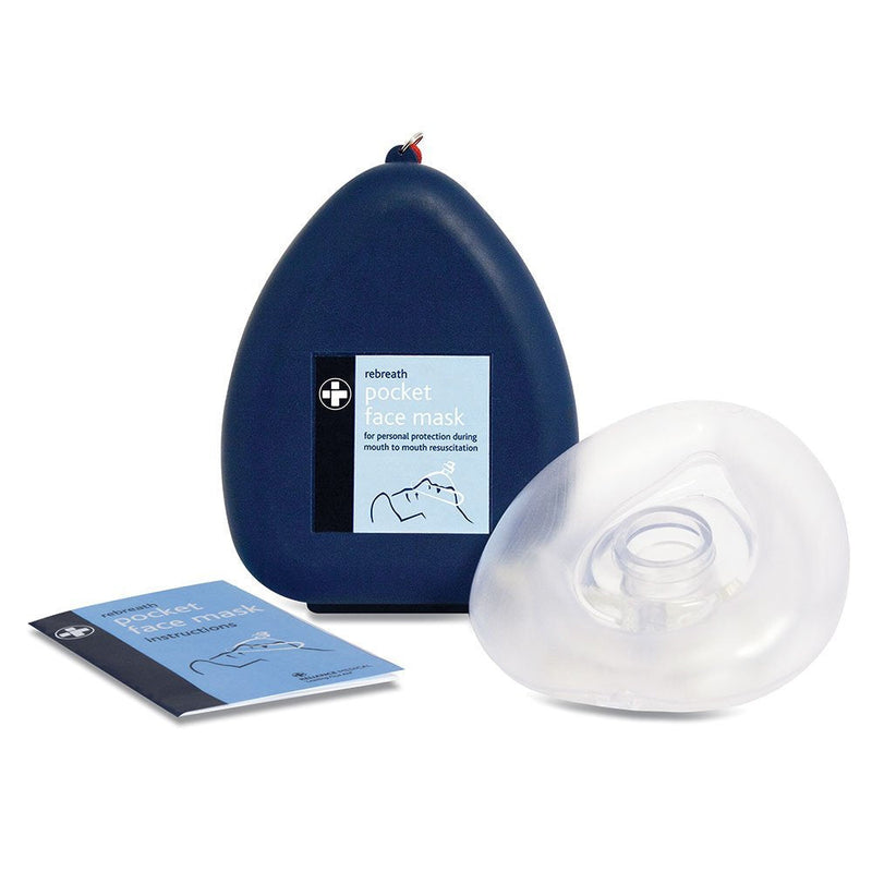 Reliance Medical Medical - Rebreath Pocket Face Mask With Valve For CPR For Personal Protection During Mounth To Mounth Resuscitation In A Blue Clamshell Case - Perfect for First Aiders - NewNest Australia