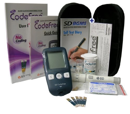 Codefree Blood Glucose Monitor | Diabetes Monitoring Meter Tester | Blood Sugar Testing Kit with Strips, Lancets, Case - in mmol/L 1 Count (Pack of 1) 1 x Complete Pack - NewNest Australia