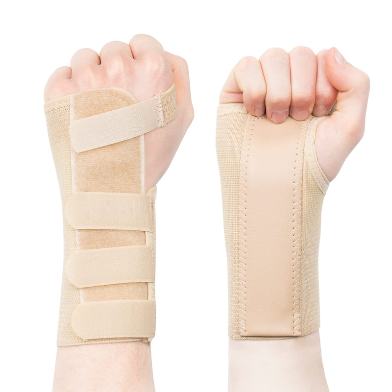 Actesso Tri-Weave Wrist Support Splint Brace - Relieves Pain from Carpal Tunnel, Fractures, Sprains and Joint Pain (Beige, Medium Left) M (Pack of 1) Beige, Left Hand - NewNest Australia