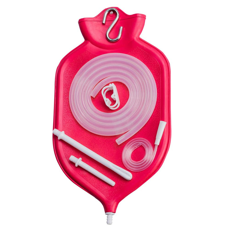 The HealthAndYoga(TM) NaturoFlo Enema Bag Kit - Open Fountain top (2 Quart) - Silicone Tubing and Strong Metal Suspension - Hygienic Sterile Enema Sheet - Privacy Carry and Storage Bag by SoulGenie - NewNest Australia