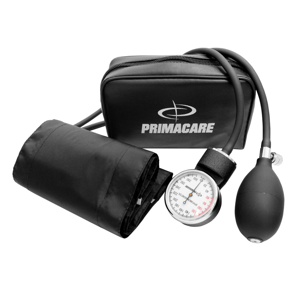 Primacare DS-9192 Classic Series Adult Size Professional Blood Pressure Kit with Aneroid Sphygmomanometer, Latex-Free Inflation System BP KIT with Nylon Cuff and stethoscope, Black - NewNest Australia