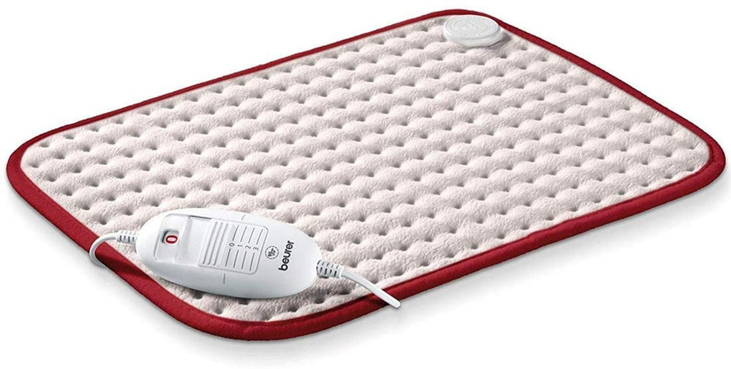 Beurer HK Comfort Heat Pad | Electric Heat Pad for Relaxation | 3 Electronically Regulated Temperature Settings | Machine-Washable | Automatic Switch-off | Red Trim Design 44 x 33 cm Beige & Red Trim - NewNest Australia