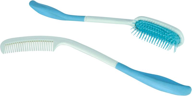 Aidapt Long Reach (380mm) Handled Comb and Hair Brush Set Applicable to elderly and hand-disabled people, Inconvenient upper limb activities (2 pcs) 1 Pack/S - NewNest Australia