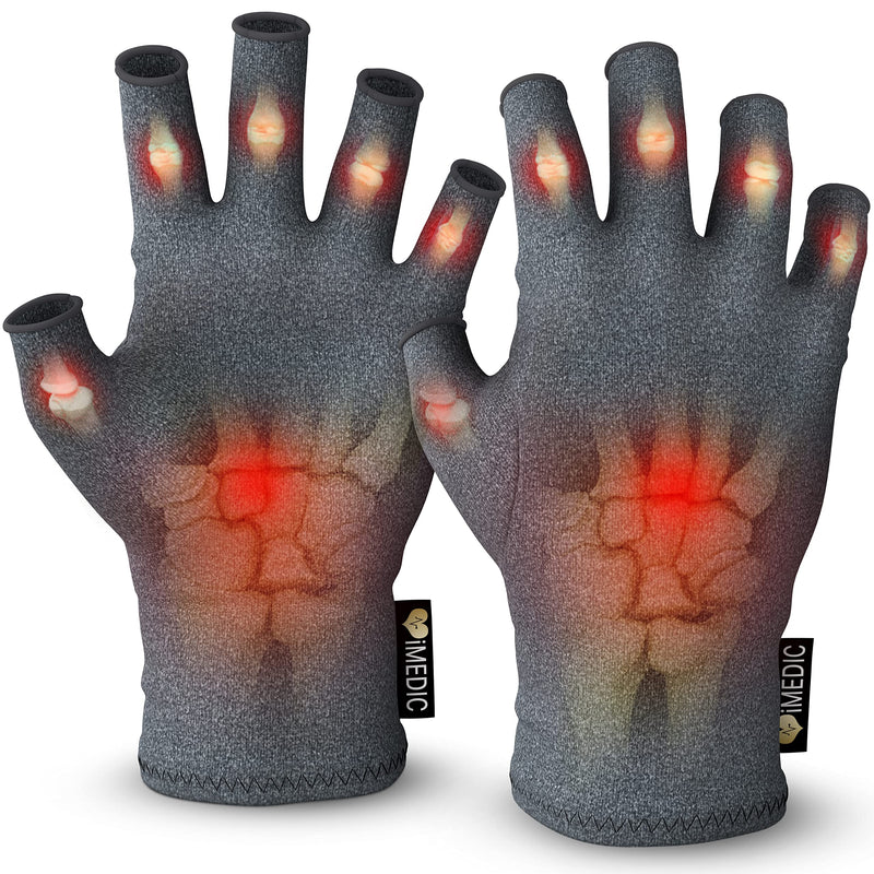 iMedic Arthritis Gloves for Women & Men - 1 Pair of Medium Grey Compression Gloves for Arthritis Pain Relief - Fingerless Gloves for Women & Men - Arthritis Gloves for Men & Women - NewNest Australia