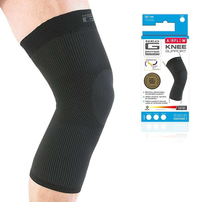 Neo-G Knee Support for Running, Sports, Daily Wear – Knee Bandage Support for Sprains, Strains, Joint pain, Weak Muscles - Multi Zone Knee Compression Sleeve - Airflow - L - Black LARGE: 38 - 43 CM - NewNest Australia