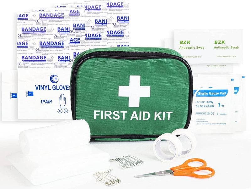 Clay Roberts First Aid Kit, Green, Compact First Aid Kit Bag, Bandages, Dressing Pads, Plasters, Emergency & Medical Supplies, 1st Aid Kit Bag for Travel, Home, Family, Holidays, Cars and Camping - NewNest Australia