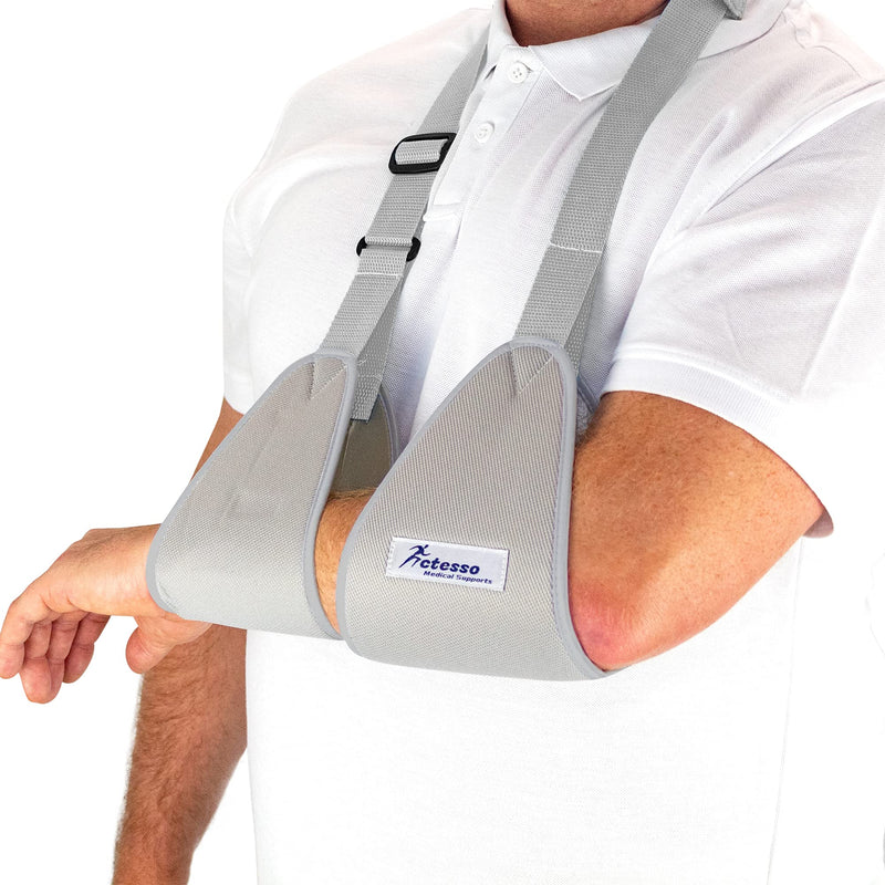 Actesso Web Medical Arm Sling - Designed to immobilise and stabilise The arm, Wrist, and Shoulder Following Injuries or for a Broken arm and cast Support. (Medium) Grey M (Pack of 1) - NewNest Australia