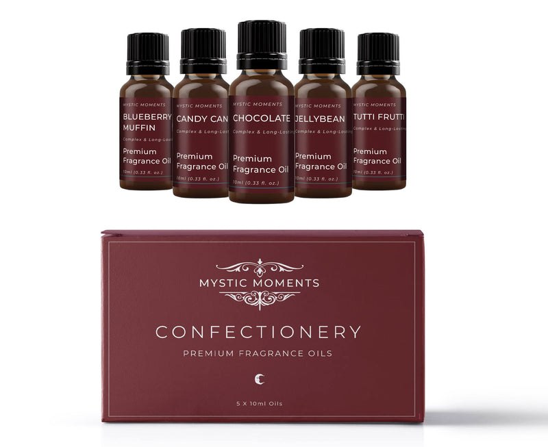 Mystic Moments | Confectionery Fragrance Oil Gift Starter Pack 5x10ml | Blueberry Muffin, Candy Cane, Chocolate, Jellybean & Tutti Frutti | Perfect as a gift - NewNest Australia