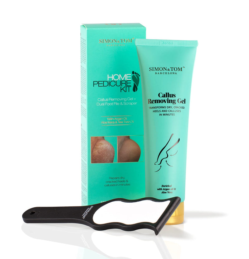 Simon&Tom Callus Remover - Exfoliating Peeling Gel 100 ml - Removes Hardness and Improves Cracked Heels - with Aloe Vera and Organic Argan Oil - Free of Parabens - Includes Nail File - Made in Spain - NewNest Australia
