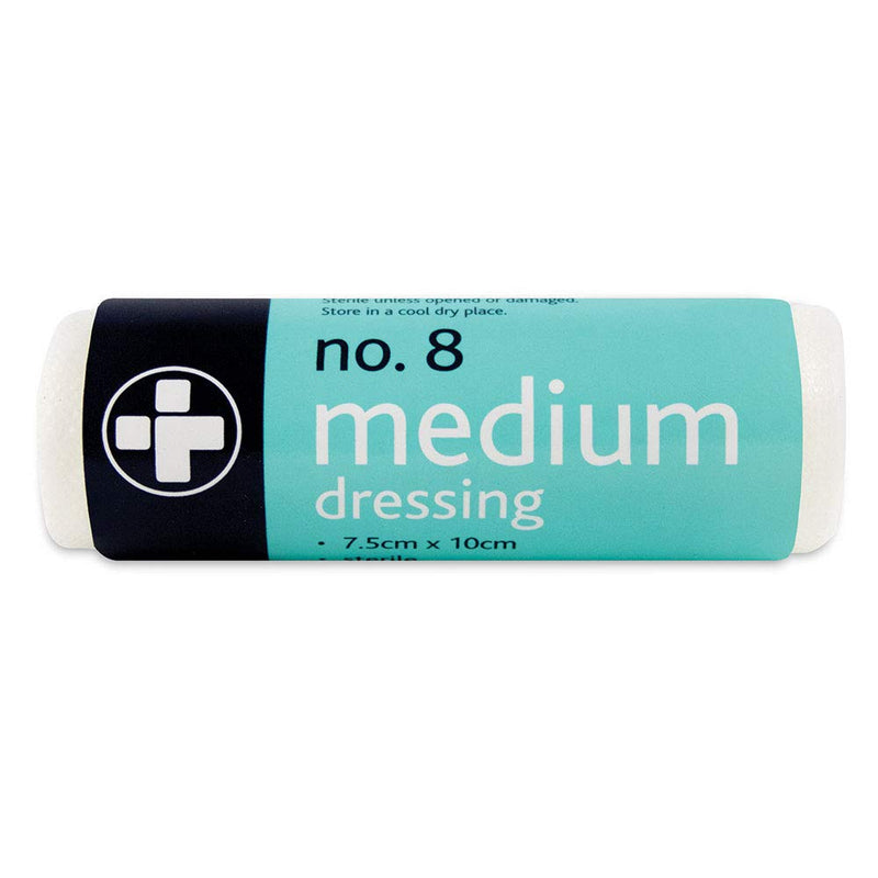 Reliance Medical No.8 White Medium Dressing - Low Adherent, Soft, Stretchy, Sterile Wound Pad Dressings For First Aid (7.5cm x 10cm) - Without Box (Pack of 10) 7.5cm x 10cm (Pack of 10) - NewNest Australia