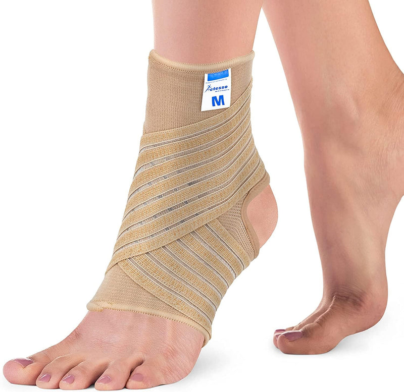 Actesso Ankle Support Sleeve with Strap - The Ultimate Support for Weak Ankles, Sprains and Sports Injury. Ideal for Men & Women & Left or Right (S (Pack of 1), Beige) S (Pack of 1) - NewNest Australia