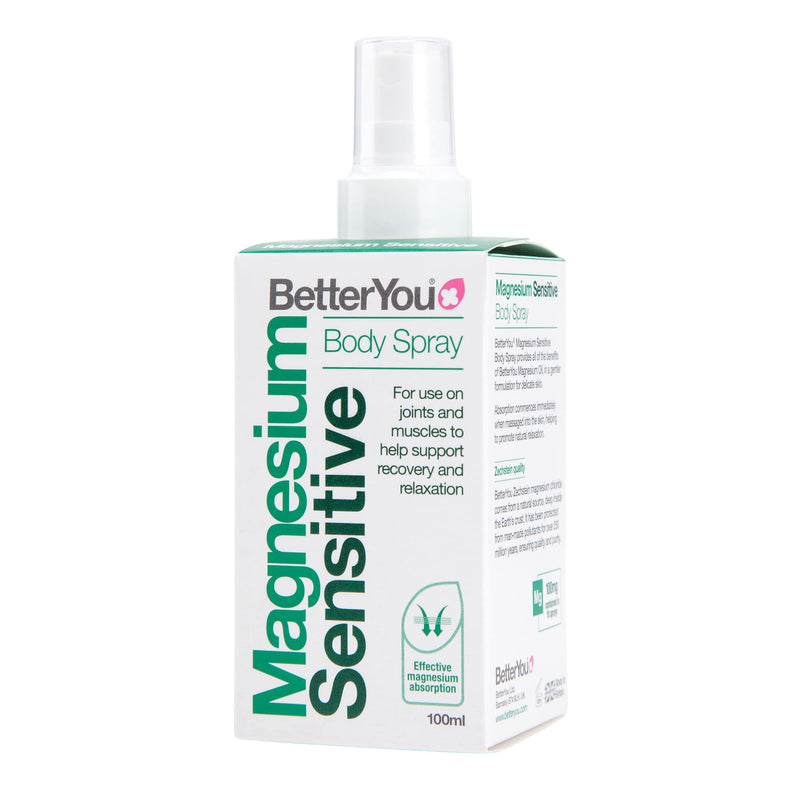 BetterYou Magnesium Sensitive Body Spray | Pure, Clean and Natural Source of Magnesium Chloride | Magnesium Spray | Vegan & Palm-Oil Free | 100ml (600 Sprays) Single - NewNest Australia