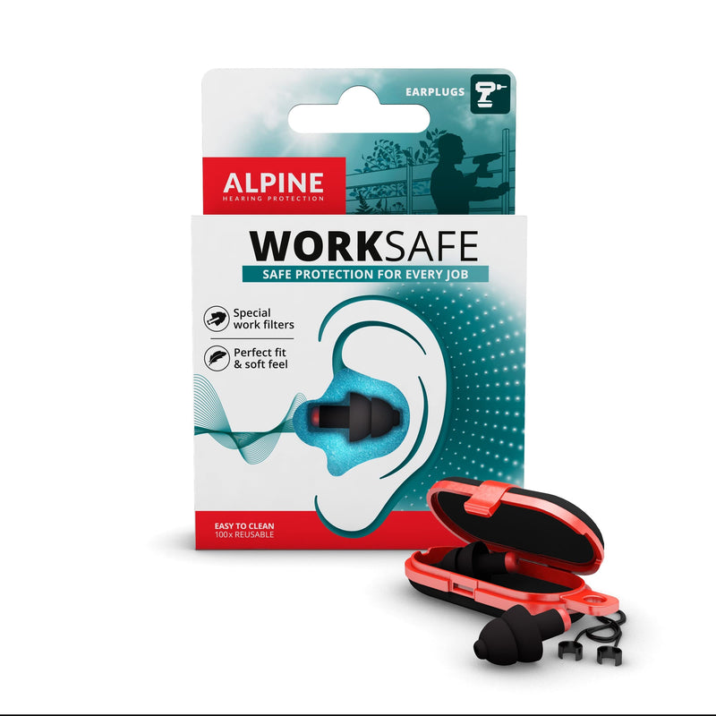 Alpine WorkSafe Ear Plugs Hearing Protection for DIY and Work - Reduce Machine noises and protect ears from Dust - Free Safety Cord - Comfortable Hypoallergenic Material - Reusable earplugs Single - NewNest Australia