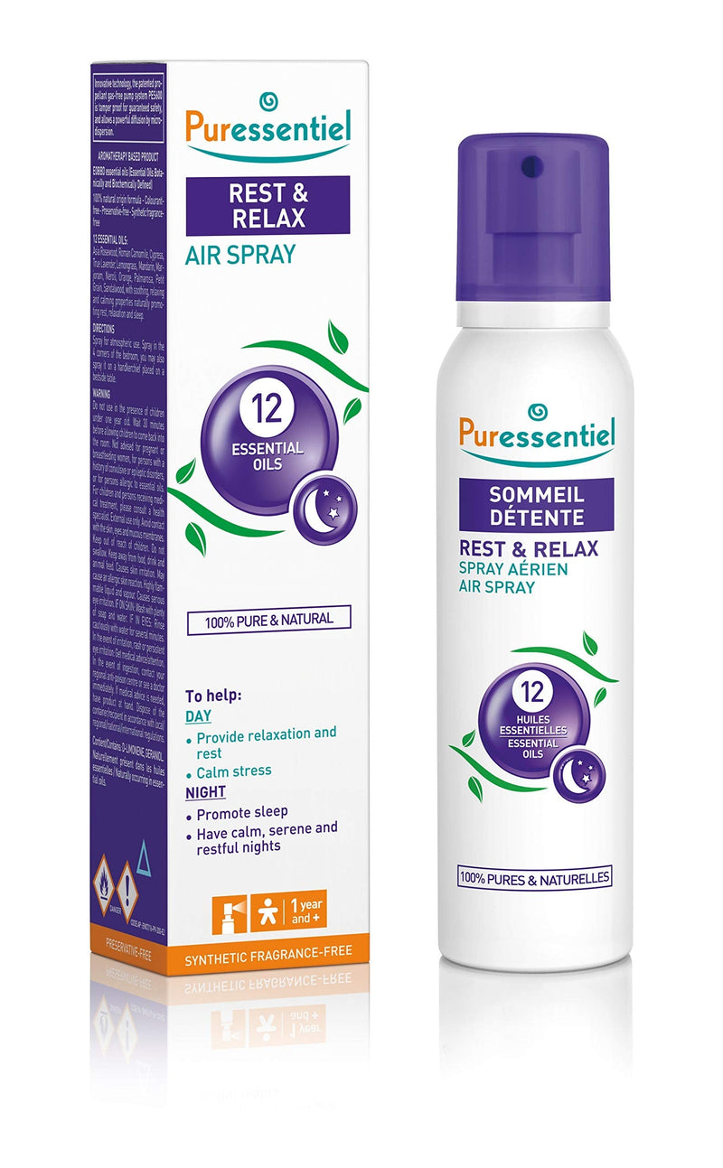 Puressentiel Rest & Relax Air Spray 200ml - Create a Relaxing Space Ready For a Rejuvenating Sleep - 100% Natural - 12 Essential Oils Including Lavender & Chamomile - NewNest Australia