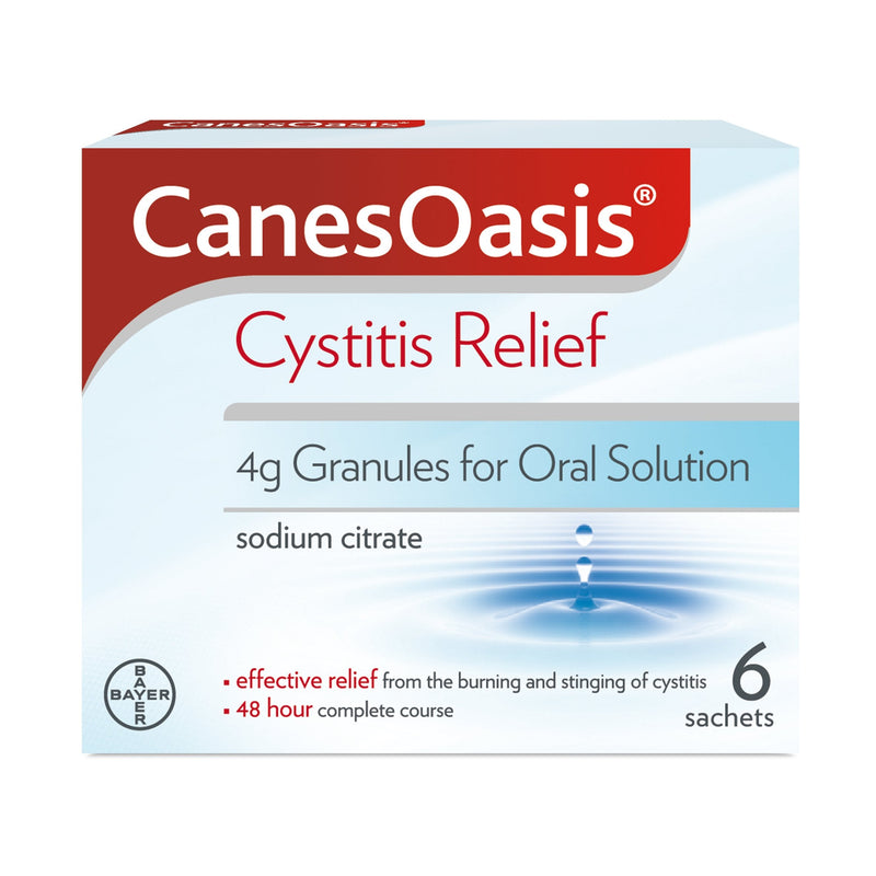 CanesOasis Cystitis Relief | Granules for Oral Solution to Relieve & Treat the Burning & Stinging of Cystitis | 48hr Complete Course | Cranberry Flavour | 6 Count (Pack of 1) Single - NewNest Australia