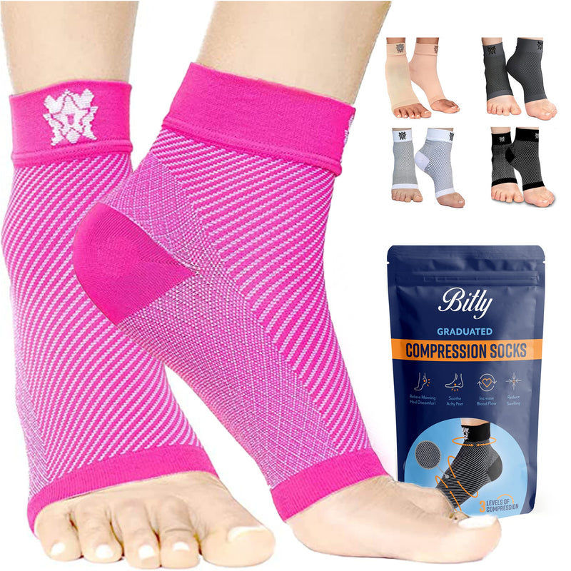 Bitly-Plantar Fasciitis Socks (1-Pair), Premium Ankle Support Unisex Pink Compression Sleeves. Fast Relief from Swelling & Foot Pain. Promote Blood Circulation & Speedy Recovery (Medium) Medium - NewNest Australia