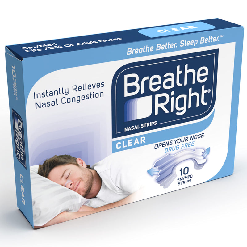 Breathe Right Nasal Strips Clear Small/Medium 10s | Instantly Relieves Nasal Congestion| Helps Reduce Snoring | Drug-free | 10 Count (Pack of 1) - NewNest Australia