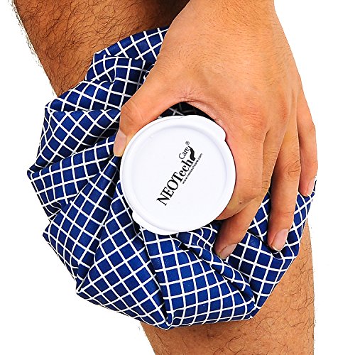 Neotech Care Ice Bag for Injuries, Swelling, Headache, Pain Relief, First Aid - Cold Pack Screw Top Lid - Reusable, Refillable & Waterproof Pouch/Bladder (20cm, Blue Design) 20cm - NewNest Australia