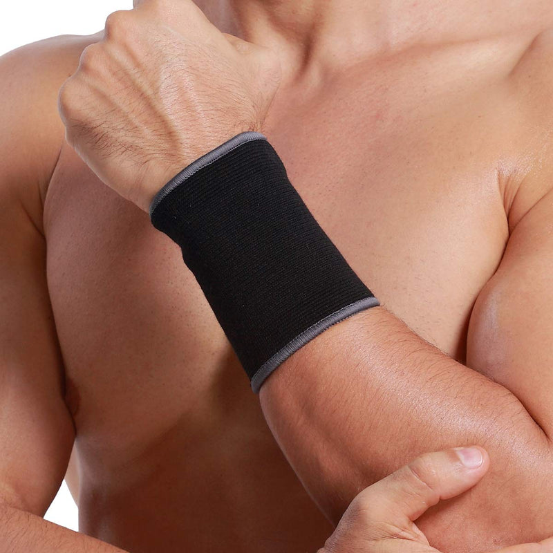 Neotech Care Wrist Band Support Sleeve - Elastic & Breathable Knitted Fabric Compression Brace - for Tennis, Gym, Sport, Tendonitis - Black Colour (Size M, 1 Unit) - NewNest Australia