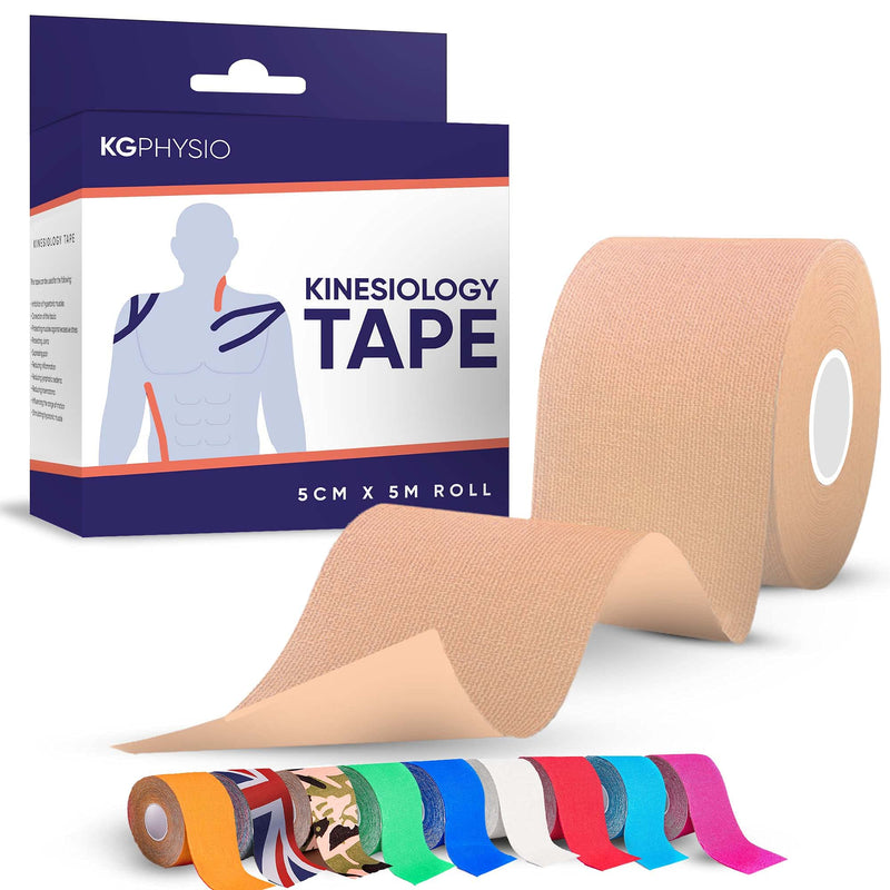 Kinesiology Tape 5m Roll - Sports Tape for Knee & Muscle Support - Multi Purpose Kinesiology Tapes, Body Tape, Boob Tape, Trans Tape, K Tape, Athletic Tape - Beige - NewNest Australia