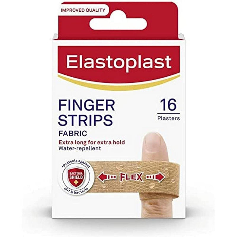 Elastoplast Extra Flexible Finger Strip Plasters (16 Pieces), Flexible and Durable Plasters for Fingers, Stretchy Fabric Plasters, Waterproof Plaster, Extra-long Plaster for Better Hold, Tan - NewNest Australia