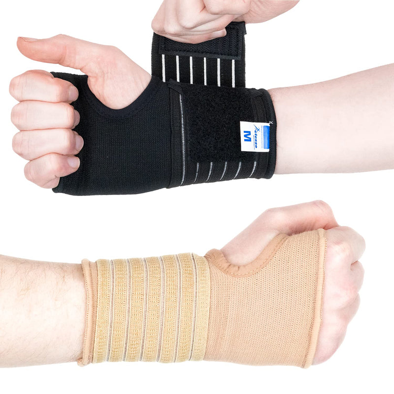 Actesso Elastic Wrist Support with Strap - (M, Black) - Ideal for Sprains, Injury or Sports Use with no Metal bar - Support Without inhibiting Flexibility | Left or Right M (Pack of 1) - NewNest Australia