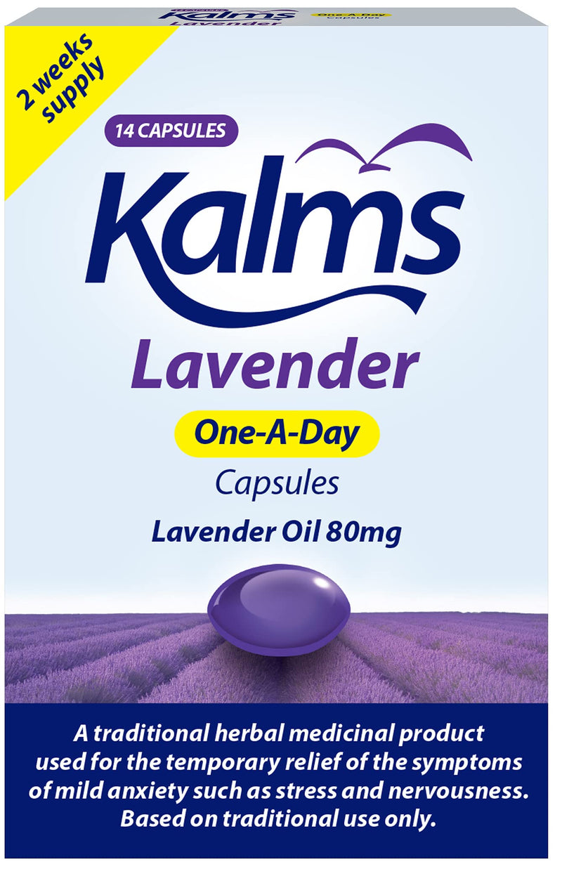 Kalms Lavender - One-a-day - 14 capsules - A Traditional Herbal Medicinal Product Used for the Temporary Relief of the Symptoms of Mild Anxiety Such as Stress and Nervousness - NewNest Australia