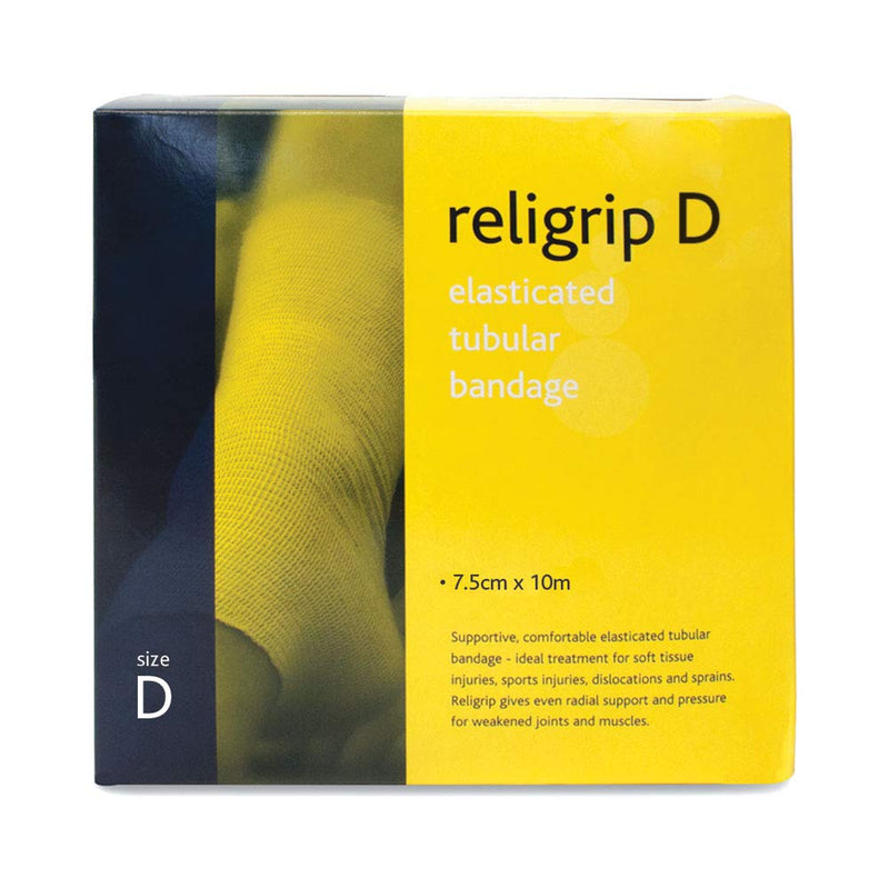 Reliance Medical Religrip REL464 Compression Tubular Bandage For Arms, Legs And Feet, Natural Colour, High Support And Confort, Tube Size D (7.5cm x 10m) 7.5cm x 10m Single - NewNest Australia