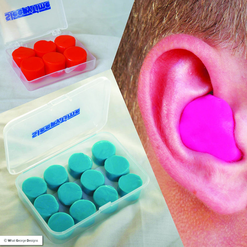 Silicone Putty Moulded Ear Plugs by Sleepytime,Blue Soft Sticky Plugs Which Mould Into Your Ear for Effective Noise Reduction in Plastic Case (12, Blue) 12 count (Pack of 1) - NewNest Australia