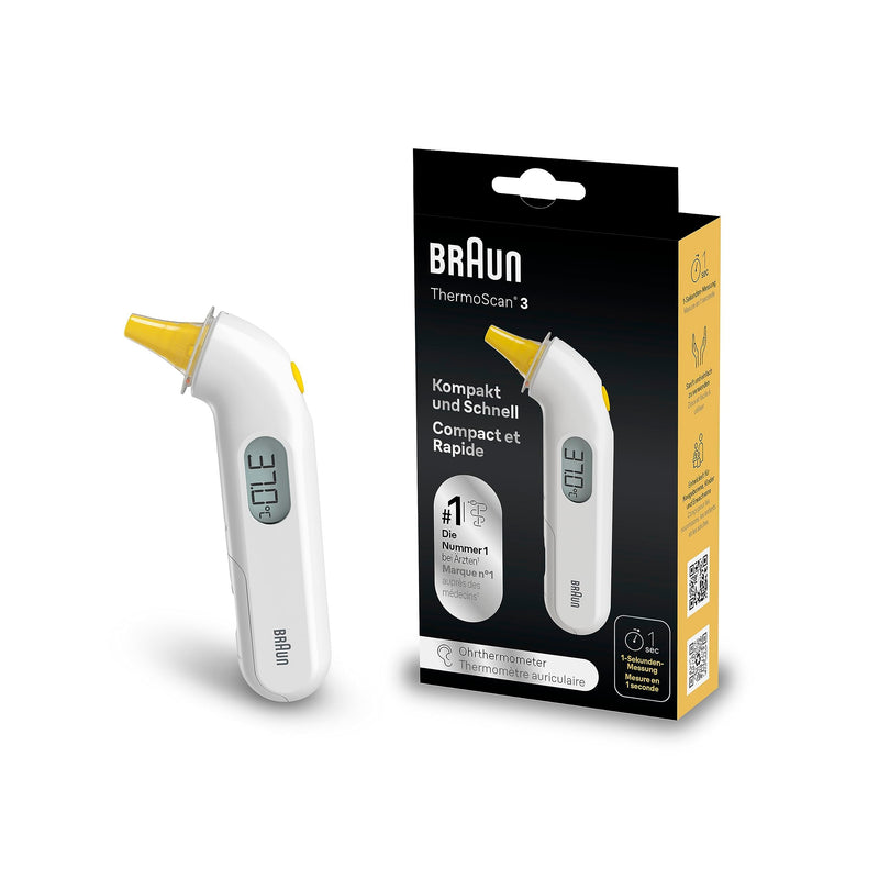 Ear thermometer Braun ThermoScan 3 (professional precision; acoustic fever indicator; safe, hygienic, for the whole family; newborn) IRT3030 White - NewNest Australia