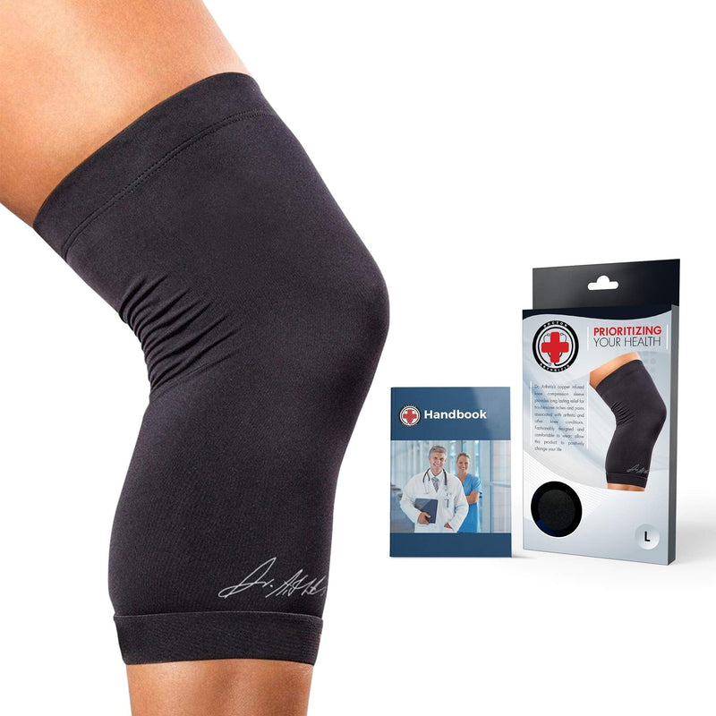 Doctor Developed Copper Knee Brace/Compression Sleeve/Knee Support [SINGLE] and Doctor Written Handbook - RELIEF from Joint Disease, Bursitis, Running & Weightlifting (XL) XL - NewNest Australia