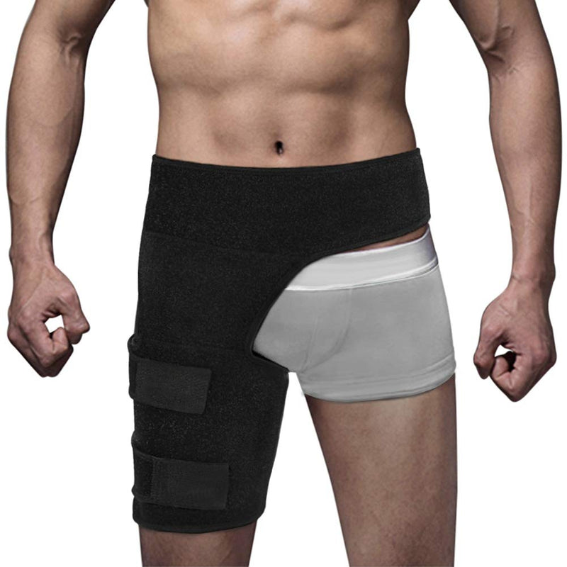 Groin Support, Adjustable Neoprene Thigh Groin Strain Pain Wrap, Recovery Compression Wrap provide Pulled Hip Groin Hamstring Injuries Support for Men and Women, Black - NewNest Australia