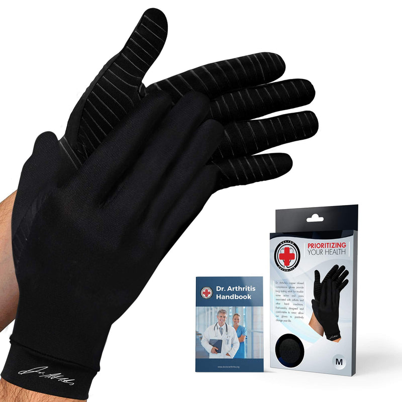 Doctor Developed Full Length Arthritis Gloves/Copper Gloves/Compression Gloves [PAIR] and Doctor Written Handbook - Relief from Joint Symptoms, Raynauds Disease, Carpal Tunnel & Hand Conditions (S) S - NewNest Australia