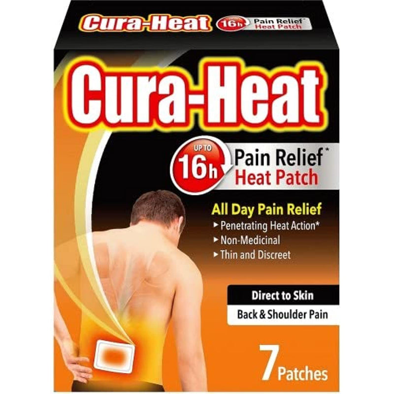 Cura-Heat Direct to Skin Back & Shoulder Pain Relief Heat Patch - 7 Patches - Upto 16H Pain Relief Heat Patch - Penetrating Heat Action* - Non-Medicinal - Thin and Discreet - NewNest Australia