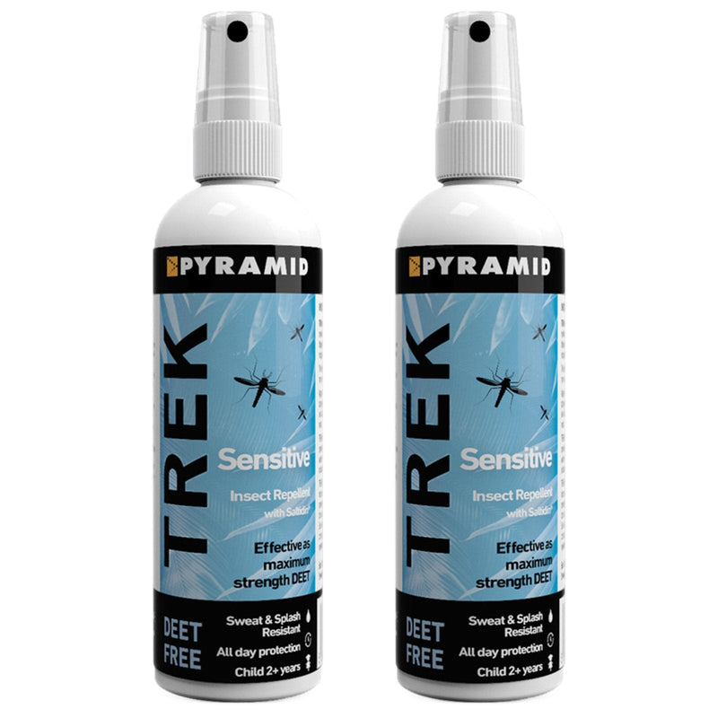 Pyramid 100 Millilitre Trek Sensitive (Formerly Repel Sensitive) Insect/Mosquito Repellent Non DEET Saltidin Spray (100 Millilitre, 2 Bottles) - NewNest Australia