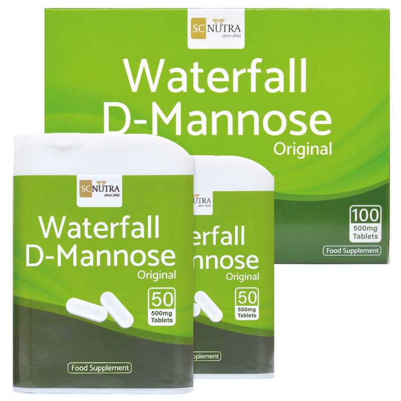 Waterfall D-Mannose 100 x 500mg Caplets (Easy to Swallow Tablets) - 100% D-Mannose Naturally Sourced from Birch - for Healthy Bladder Support - Vegan - SC Nutra (Sweet Cures) - NewNest Australia