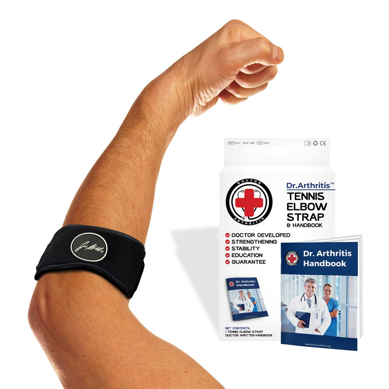 The Ultimate Tennis Elbow & Golfer's Elbow Solution - Tennis Elbow Support Strap for Women & Men, Golfers Elbow Support Brace and Doctor Written Handbook (Black, Single) Black - NewNest Australia